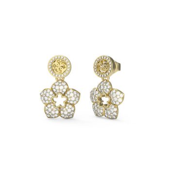 Guess Gold Crystal Flower Drop Earrings