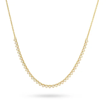 24Kae Yellow Gold Heart Shaped Stone Tennis Necklet