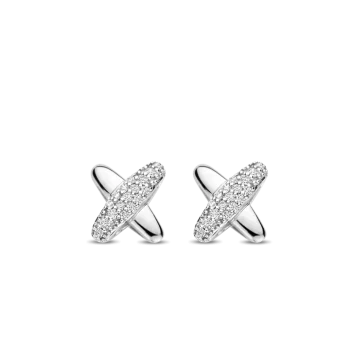 Ti Sento Milano Silver Crystal Criss Cross Earrings