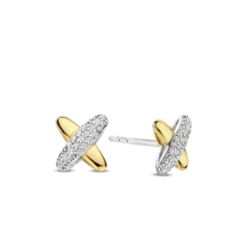 Ti Sento Milano Two-Tone Crystal Criss Cross Stud Earrings
