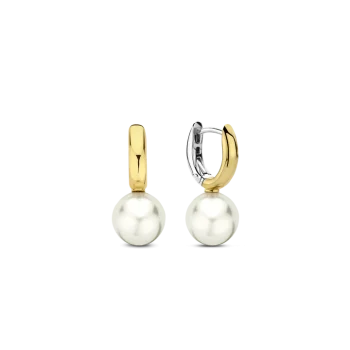 Ti Sento Milano Gold Pearl Hoop Earrings