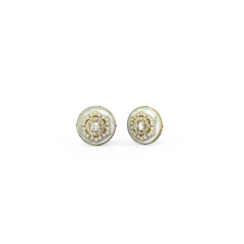Guess Gold Mother of Pearl Crystal Stud Earrings