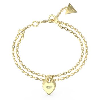 Guess Gold Double Chain Heart Bracelet
