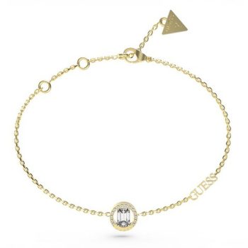 Guess Gold Emerald Cut Cubic Zirconia Charm Bracelet