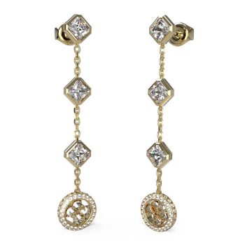 Guess Gold Crystal Long Drop Earrings