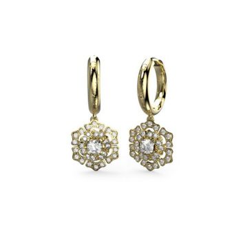 Guess Gold Crystal Flower Drop Earrings