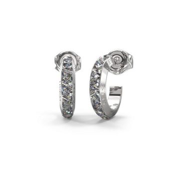 Guess Silver Triangular Diamante Hoop Earrings