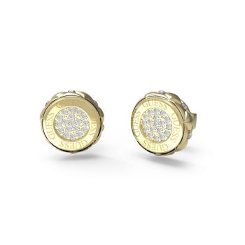 Guess Gold Round Crystal Stud Earrings