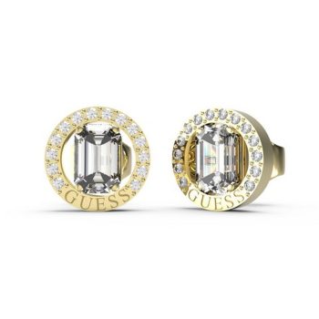 Guess Gold Emerald Cut Cubic Zirconia Stud Earrings