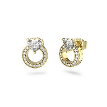 Guess Gold Round Crystal Stud Earrings