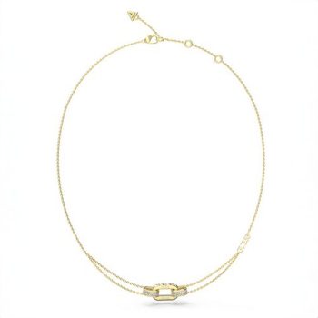 Guess Gold Paper Link Pendant with Double Chain