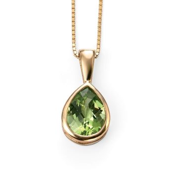 9ct Yellow Gold Peridot Teardrop Pendant