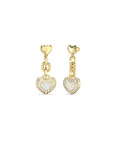 Guess Gold Mother of Pearl Drop Heart Earrings