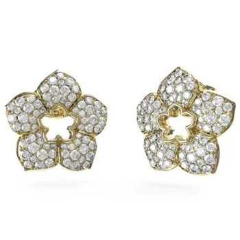 Guess Gold Crystal Flower Stud Earrings