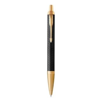 Parker IM Ballpoint Premium Black Gold Trim Medium Point Blue Pen