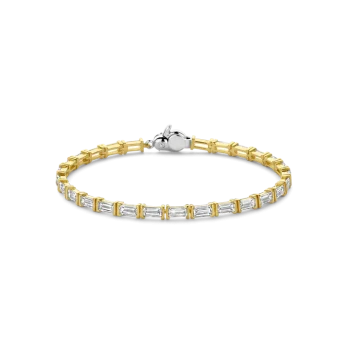 Ti Sento Milano Gold Emerald Cut Stone Tennis Bracelet