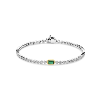Ti Sento Milano Silver Tennis Bracelet with Emerald Stone