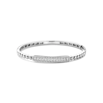 Ti Sento Milano Silver Bubble Bangle with Pave Stones