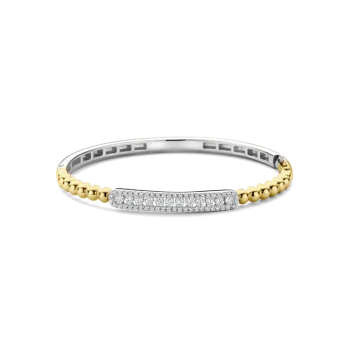 Ti Sento Milano Gold Bubble Bangle with Pave Cubic Zirconia