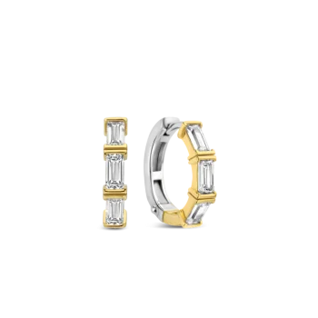 Ti Sento Milano Gold Baguette Stone Hoop Earrings