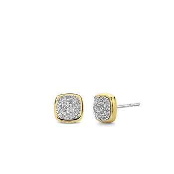 Ti Sento Milano Gold Pave Square Earrings