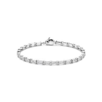 Ti Sento Milano Silver Emerald Cut Stone Tennis Bracelet