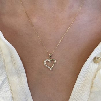 9ct Yellow Gold Cubic Zirconia Open Heart Pendant