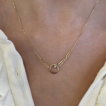 9ct Yellow Gold Paper Link and Round Pendant