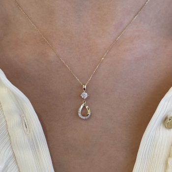 9ct Yellow Gold Cubic Zirconia Teardrop Pendant
