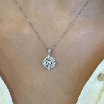 18ct White Gold Diamond Vintage Style Pendant