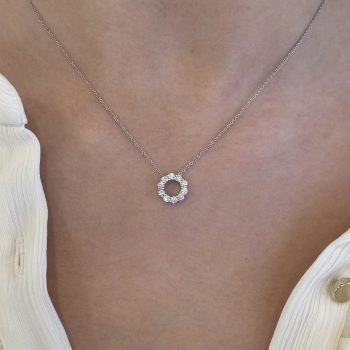 18ct White Gold Diamond Open Circle Pendant
