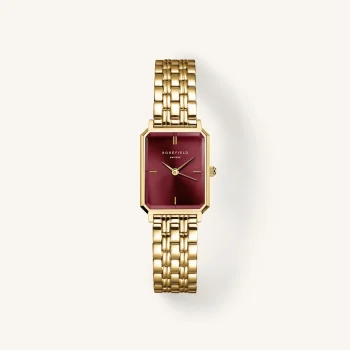 Rosefield XS Gold Burgundy Rectangular Watch