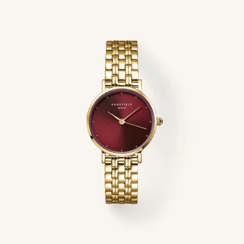 Rosefield The Small Edit Gold Burgundy Watch