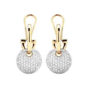 Bronzallure Gold Round Pave Drop Earrings