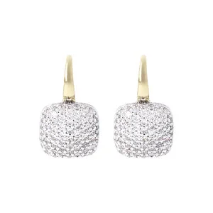 Bronzallure Gold Square Pave Drop Earrings