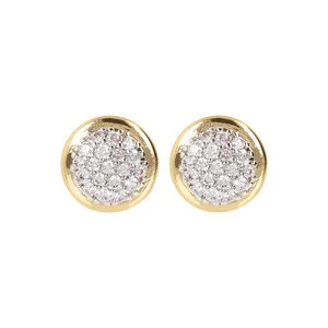 Bronzallure Gold Round Pave Stud Earrings