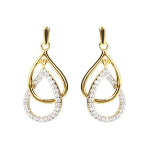 Bronzallure Gold Double Drop Cubic Zirconia Earrings
