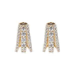 Bronzallure Gold Triple Pave Stud Earrings