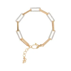 Bronzallure Golden Paper Link Chunky Crystal Bracelet