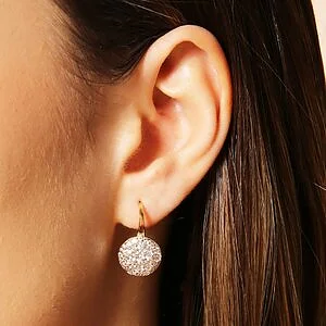 Bronzallure Gold Round Pave Drop Earrings