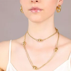 Bronzallure Gold Long Double Chain Necklace