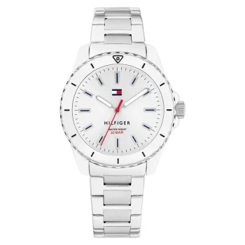 Tommy Hilfiger Girls White Dial Silver Bracelet Strap