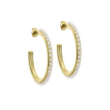 Ted Baker Gold Larger Pearl Hoop Earrings