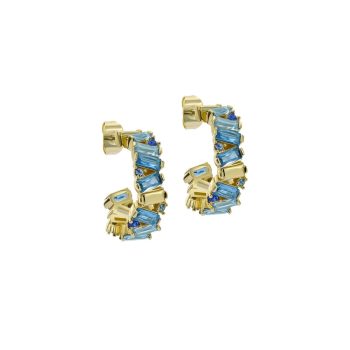 Ted Baker Gold Aqua Crystal Baguette Hoop Earrings