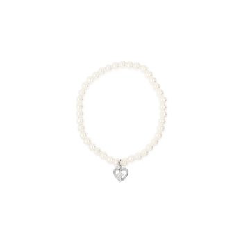 Absolute Sterling Silver Heart & Cross Pearl Bracelet