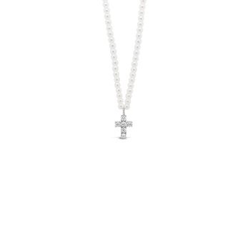 Absolute Kids Sterling Silver Cross and Pearl Chain