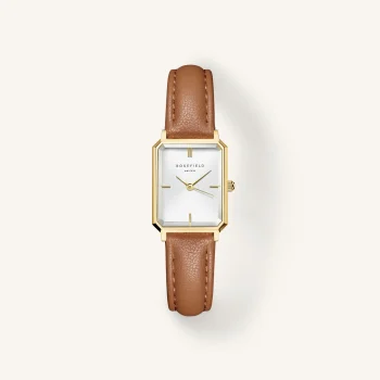 Rosefield Octagon Brown Leather Strap
