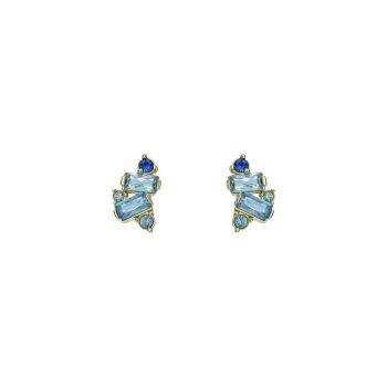 Ted Baker Gold Aqua Baguette Cluster Stud Earrings