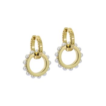 Ted Baker Gold Pearl Interlocking Circles Drop Earrings