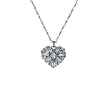 Ted Baker Silver Crystal Cluster Heart Pendant